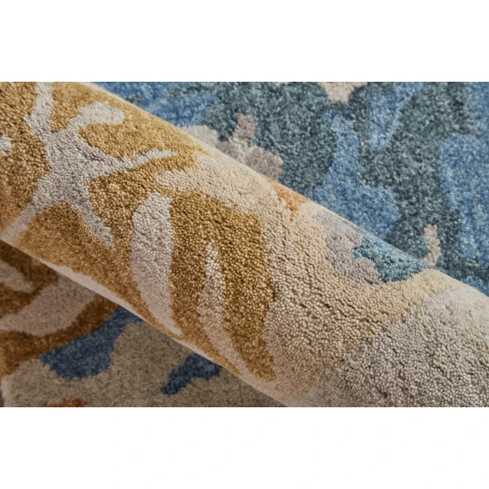 Feizy Everley Casual Abstract, Gray/Blue/Gold, 12' x 15' Area Rug