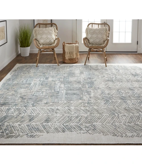 Feizy Elias Casual Abstract, Green/Blue/Ivory, 2'-9" x 10' Runner
