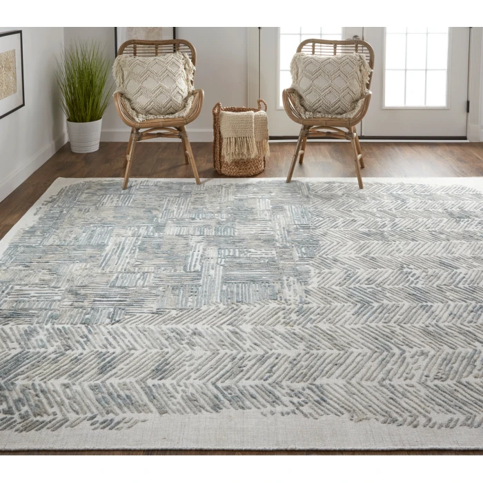 Feizy Elias Casual Abstract, Green/Blue/Ivory, 2'-9" x 8' Runner