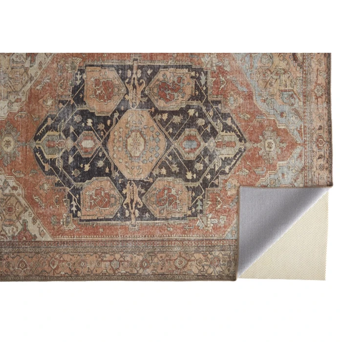 Feizy Percy Vintage Medallion Area Rug, Pink Clay/Charcoal Gray, 5ft-3in x 7ft-6in