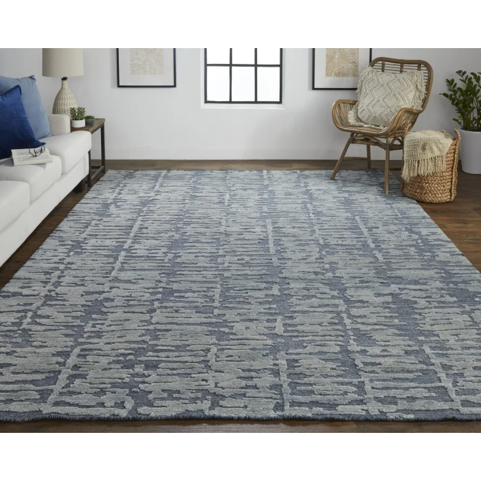 Feizy Berwyn Blue/Silver/Gray T12T6005 7ft.9in. x 9ft.9in. Rect. Rug