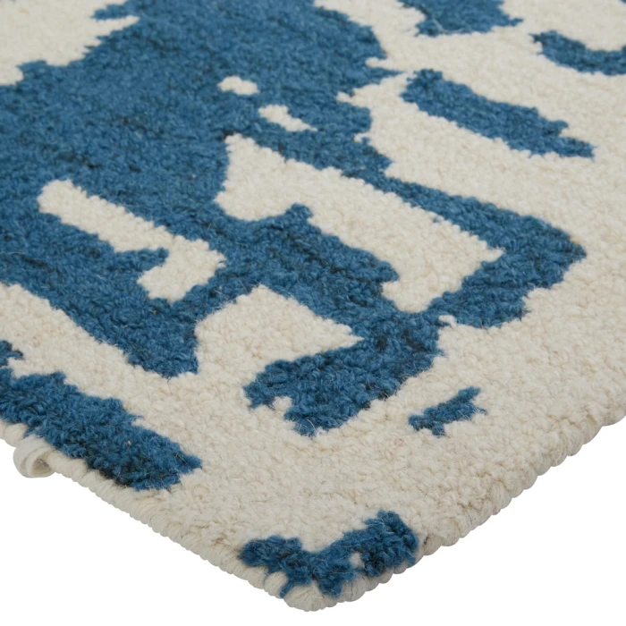 Feizy Dineen Mid-Century Modern Abstract, Ivory/Blue, 8' x 10' Area Rug