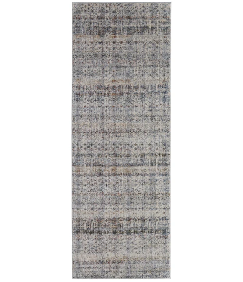 Feizy Kaia Rustic Distressed, Tan/Ivory/Blue, 2'-6" x 12' Runner