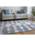 Feizy Mynka Bohemian & Eclectic Diamond, Ivory/Gray/Blue, 2'-6" x 8' Runner