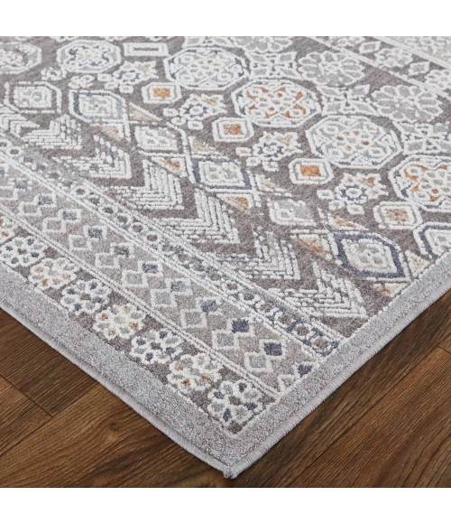 Feizy Francisco Southwestern Tribal Rug, Ivory/Charcoal Gray, 12' x 15' Area Rug