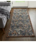 Feizy Kaia Casual Floral & Botanical, Blue/Orange/Ivory, 2'-6" x 10' Runner