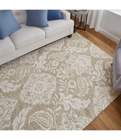 Feizy Belfort Classic Medallion, Tan/Ivory, 10' x 14' Area Rug