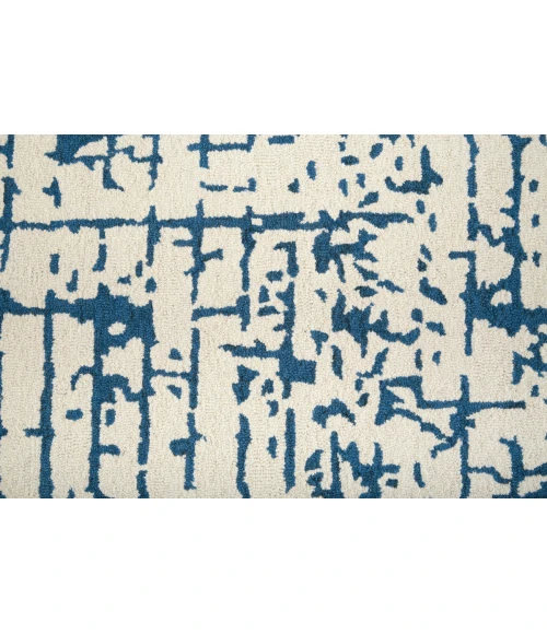 Feizy Dineen Mid-Century Modern Abstract, Ivory/Blue, 8' x 10' Area Rug