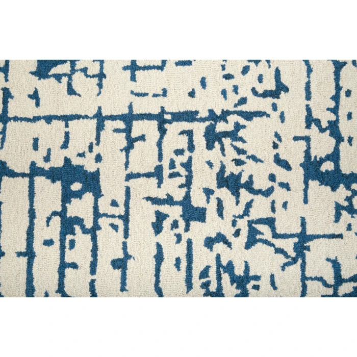 Feizy Dineen Mid-Century Modern Abstract, Ivory/Blue, 8' x 10' Area Rug