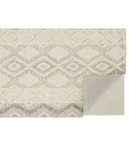 Feizy Anica Moroccan Wool Tufted Rug, Moroccan Style, Ivory/Gray, 4ft x 6ft Accent Rug