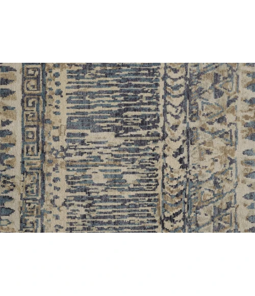 Feizy Palomar Luxe Hand-Knot Abstract Accent Rug, Denim Blue/Beige/Sand, 2ft x 3ft