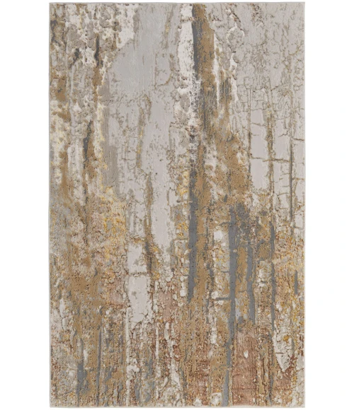 Feizy Aura Casual Abstract, Ivory/Gold/Brown, 1'-8" x 2'-10" Accent Rug