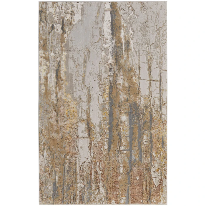 Feizy Aura Casual Abstract, Ivory/Gold/Brown, 1'-8" x 2'-10" Accent Rug