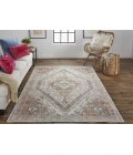 Feizy Percy Vintage Medallion Area Rug, Terracotta/Country Blue, 5ft-3in x 7ft-6in