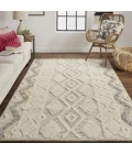 Feizy Anica Moroccan Wool Tufted Rug, Moroccan Style, Ivory/Gray, 4ft x 6ft Accent Rug