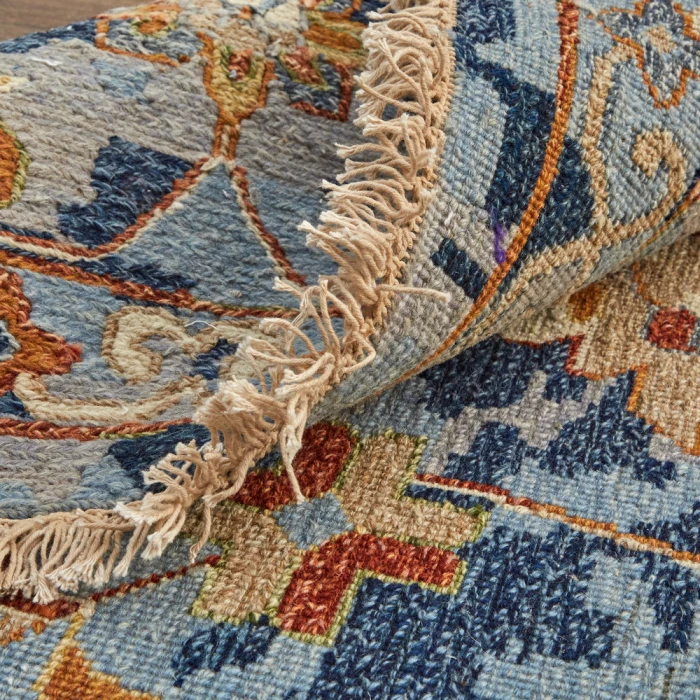 Feizy Leylan Vintage Floral & Botanical, Blue/Orange/Red, 3'-6" x 5'-6" Area Rug