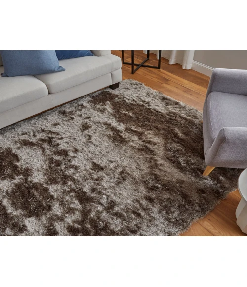 Feizy Indochine Luxury & Glam Solid, Gray/Black, 8' x 8' Round Rug