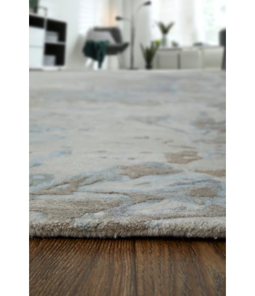 Feizy Zarah Industrial Watercolor, Gray/Tan/Blue, 8' x 10' Area Rug