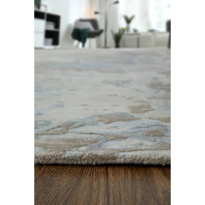 Feizy Zarah Industrial Watercolor, Gray/Tan/Blue, 2' x 3' Accent Rug