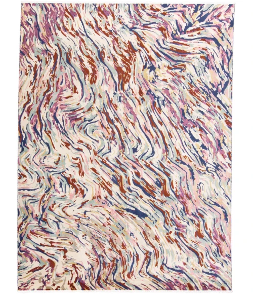 Feizy Torina Bohemian & Eclectic Abstract, Blue/Purple/Ivory, 9'-6" x 12'-7" Area Rug