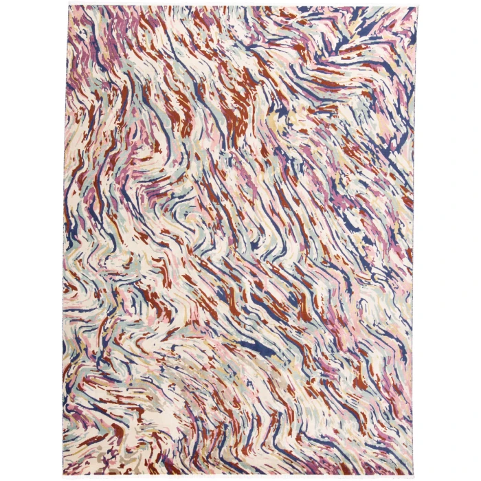Feizy Torina Bohemian & Eclectic Abstract, Blue/Purple/Ivory, 9'-6" x 12'-7" Area Rug