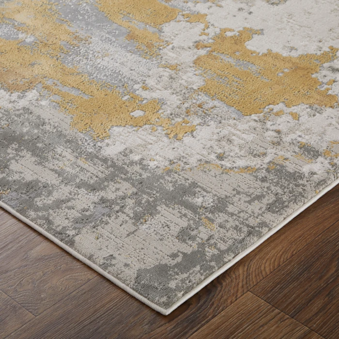 Feizy Waldor Luxury & Glam Abstract, Ivory/Gold/Gray, 8' x 11' Area Rug