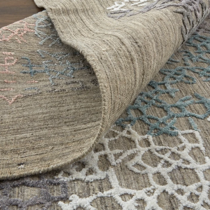 Feizy Elias Over Tufted Space Dyed Rug, Coral Pink/Blue/Taupe, 10ft x 14ft, Area Rug