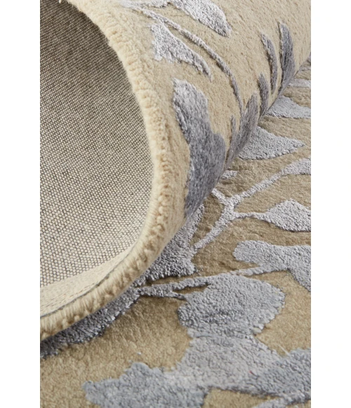 Feizy Bella High/Low Floral Wool Rug, Latte/Silver Gray, 5ft x 8ft Area Rug