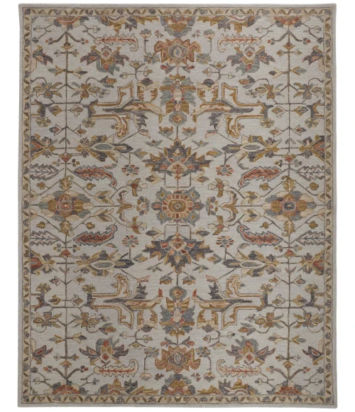 Feizy Fallon Rustic Farmhouse Rug, Ornamental, Gray/Golden, 5ft x 8ft Area Rug