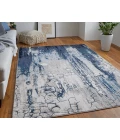 Feizy Indio Industrial Abstract, Ivory/Blue/Black, 2'-10" x 7'-10" Runner