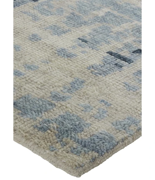 Feizy Palomar Hand-Knot Abstract Area Rug, Light Beige/Denim Blue, 2x6in x 8ft