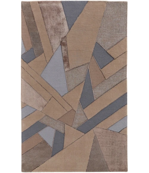Feizy Nash Farmhouse Geometric, Tan/Brown/Blue, 5' x 8' Area Rug