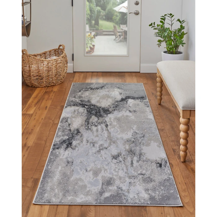 Feizy Astra Industrial Abstract, Gray/Ivory, 2'-10" x 7'-10" Runner
