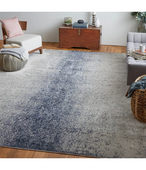 Feizy Astra Industrial Abstract, Ivory/Blue, 12' x 15' Area Rug