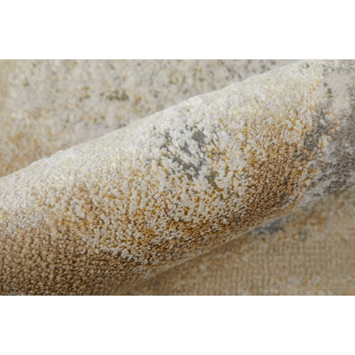 Feizy Astra Industrial Abstract, Gray/Gold/Ivory, 2'-10" x 7'-10" Runner