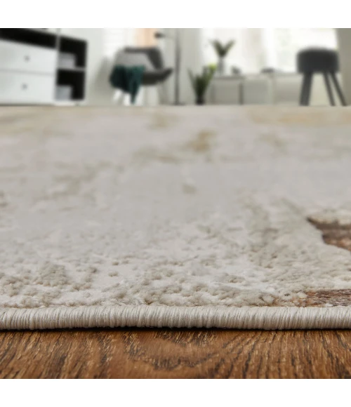 Feizy Aura Casual Abstract, Ivory/Gold/Brown, 1'-8" x 2'-10" Accent Rug