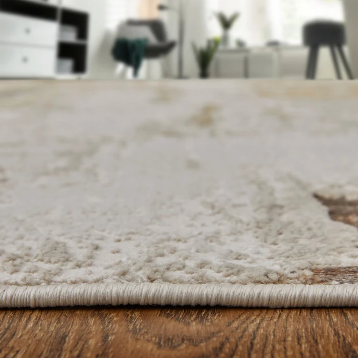 Feizy Aura Casual Abstract, Ivory/Gold/Brown, 1'-8" x 2'-10" Accent Rug