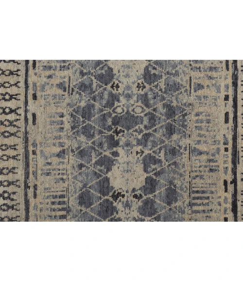 Feizy Palomar Luxe Hand-Knot Abstract Area Rug, Denim Blue, 7x9in x 9x9in