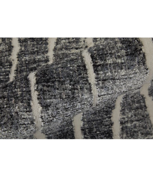 Feizy Kano Industrial Abstract, Black/Gray/Ivory, 2'-7" x 8' Runner