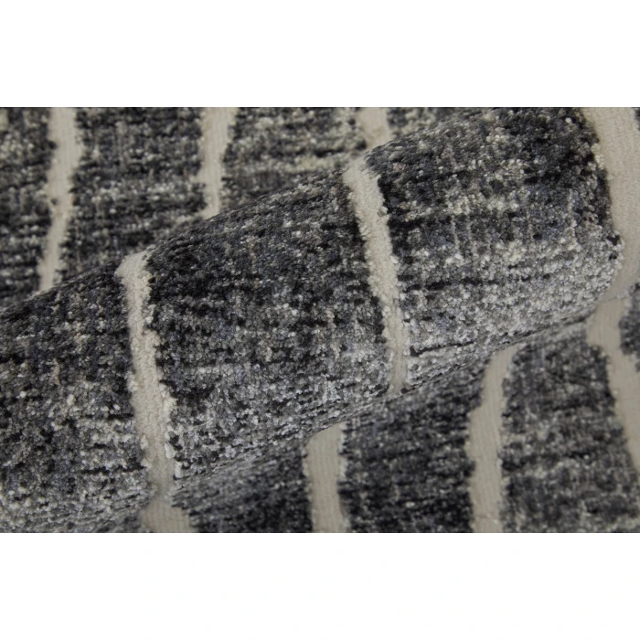 Feizy Kano Industrial Abstract, Black/Gray/Ivory, 2'-7" x 8' Runner