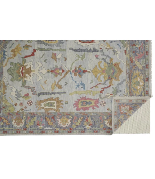 Feizy Karina Hand-Knotted Botanical Area Rug, Blue/Cool Gray, 5ft-6in x 8ft-6in