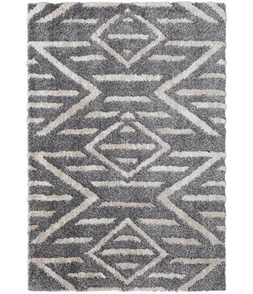 Feizy Mynka Bohemian & Eclectic Diamond, Gray/Ivory, 7'-11" x 10' Area Rug