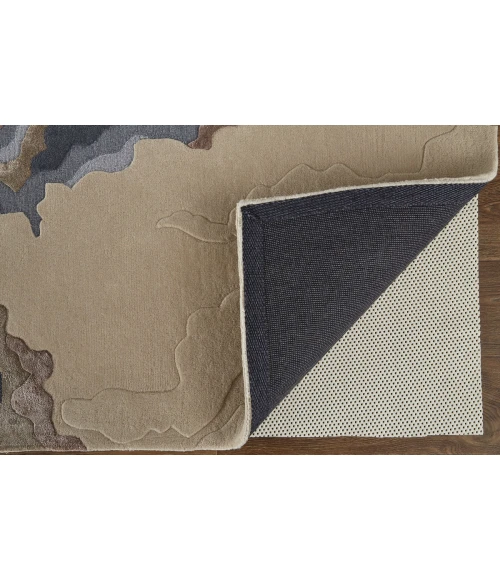 Feizy Serrano Industrial Abstract, Tan/Brown/Blue, 9' x 12' Area Rug