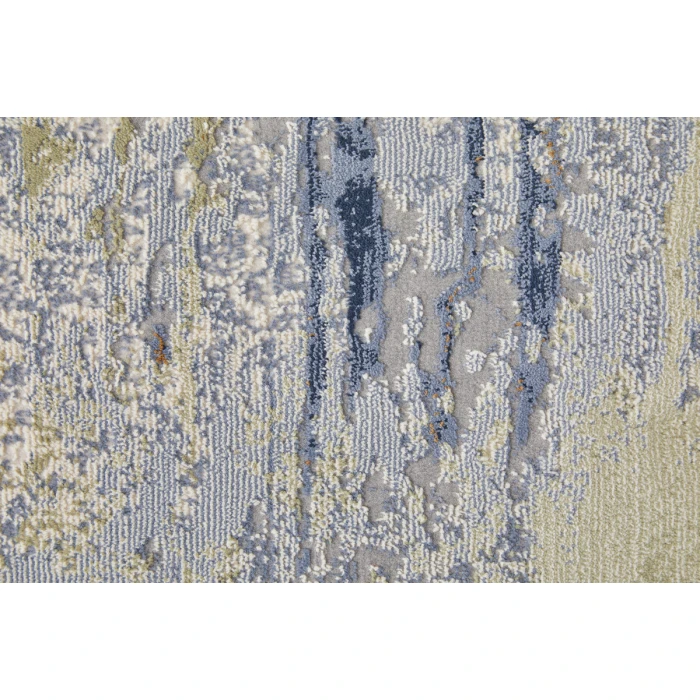 Feizy Clio Industrial Abstract, Blue/Orange/Ivory, 2'-9" x 7'-10" RUNNER Runner