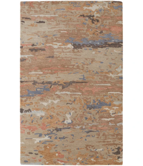 Feizy Everley Abstract Tufted Wool Rug, Warm Beige/Blue, 9' x 12' Area Rug