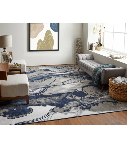 Feizy Gaspar Industrial Abstract, Blue/Gray/Ivory, 5'-2" x 7'-2" Area Rug