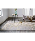 Feizy Aura Industrial Abstract, Ivory/Silver/Gold, 13' x 20' Area Rug