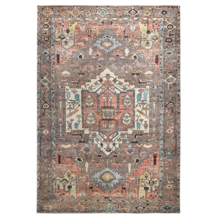 Feizy Percy Vintage Medallion, Pink Clay/Warm Gray, 7ft-10in x 9ft-10in Area Rug