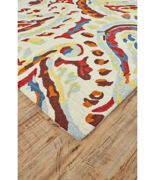 Feizy Liana Casual Abstract, Red/Green/Ivory, 12' x 15' Area Rug