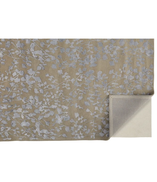 Feizy Bella High/Low Floral Wool Rug, Latte/Silver Gray, 5ft x 8ft Area Rug
